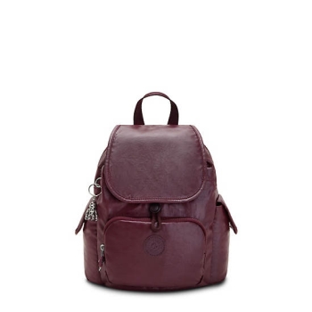 Kipling City Pack Mini Classic Metallic Backpacks Burgundy | US83XBKGR