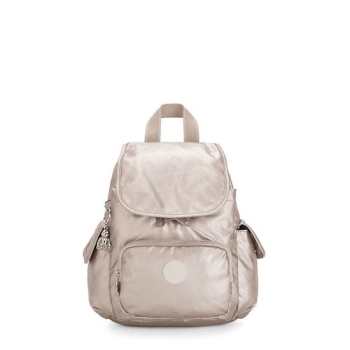 Kipling City Pack Mini Metallic Backpacks Beige | US81QAYTH