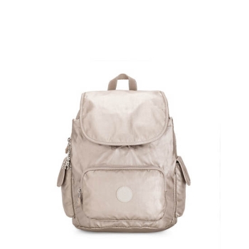 Kipling City Pack Small Metallic Backpacks Beige | US56JYSAN