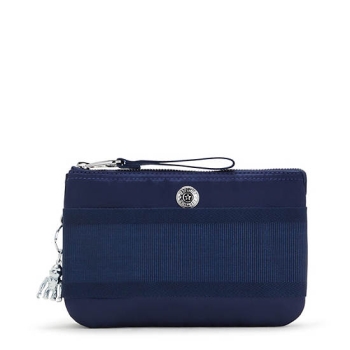 Kipling Creativity Extra Large Metallic Wristlet Pouches Navy | US24DRYAN