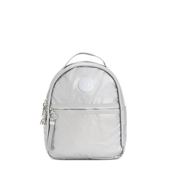 Kipling Kae Classic Metallic Backpacks Silver | US62DTLQY