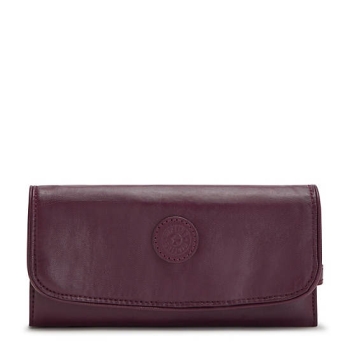 Kipling Money Land Metallic Snap Wallets Burgundy | US89CVJNM