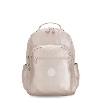 Kipling Seoul Large Metallic 15" Laptop Backpacks Beige | US51ABNRF