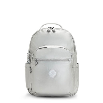 Kipling Seoul Large Metallic 15" Laptop Backpacks Silver | US93KYFBH