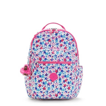 Kipling Seoul Large Printed 15" Laptop Backpacks Pink | US06AEOCM