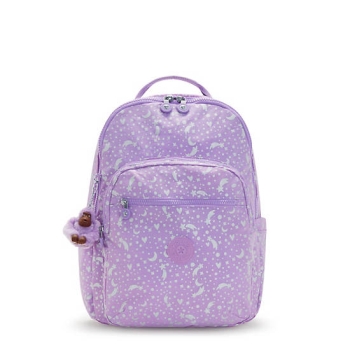 Kipling Seoul Large Printed 15" Laptop Backpacks Purple | US29AGTWP