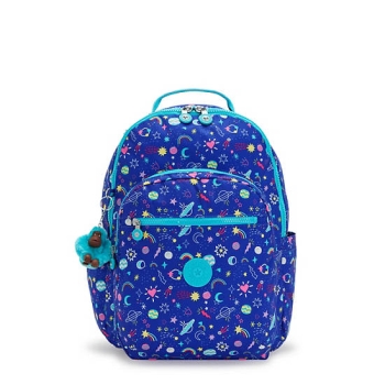 Kipling Seoul Large Printed 15" Laptop Backpacks Navy | US91YRGOJ