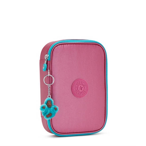 Kipling 100 Pens Metallic Case Pouches Pink | US37IBJGX