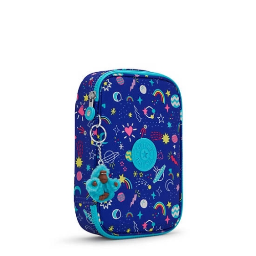 Kipling 100 Pens Printed Case Pouches Blue | US83WFHMX