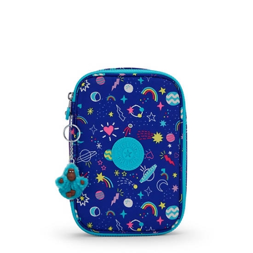 Kipling 100 Pens Printed Case Pouches Blue | US83WFHMX