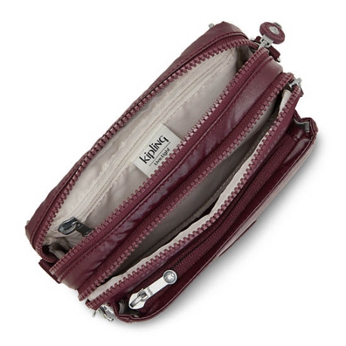 Kipling Abanu Multi Metallic Convertible Crossbody Bags Burgundy | US19VGZRX