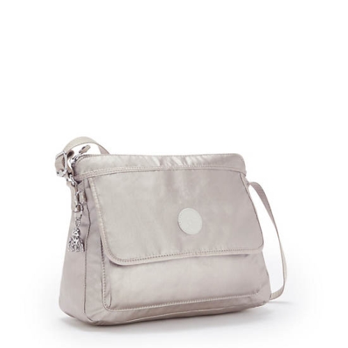 Kipling Aisling Metallic Crossbody Bags Silver | US20VPODU