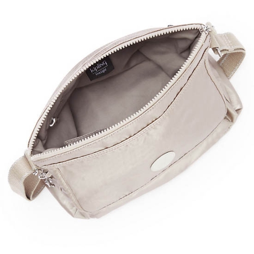 Kipling Aisling Metallic Crossbody Bags Silver | US20VPODU