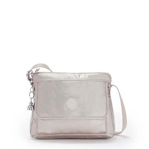 Kipling Aisling Metallic Crossbody Bags Silver | US20VPODU