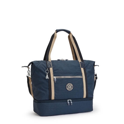 Kipling Art M Weekender Printed Tote Bags Blue | US83MJCIA