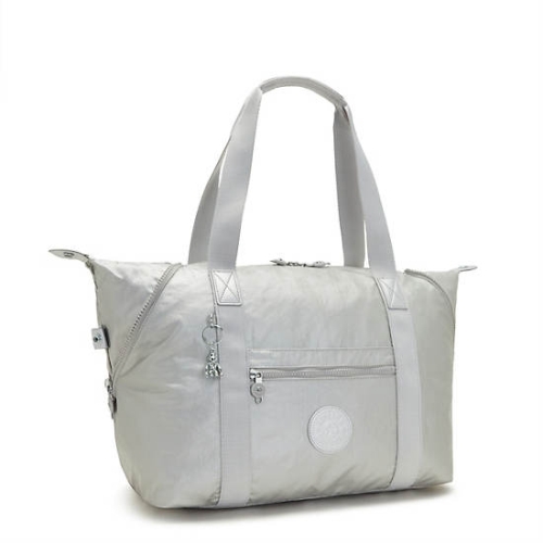 Kipling Art Medium Metallic Tote Bags Silver | US28TMLON