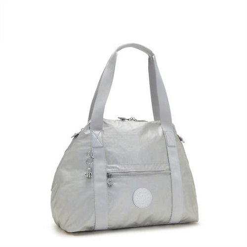 Kipling Art Medium Metallic Tote Bags Silver | US28TMLON