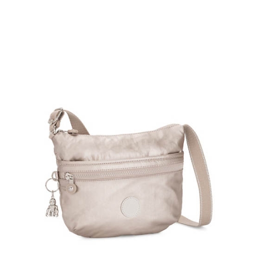 Kipling Arto Small Metallic Crossbody Bags Beige | US94NTWBY