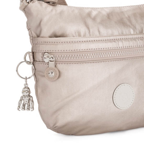 Kipling Arto Small Metallic Crossbody Bags Beige | US94NTWBY