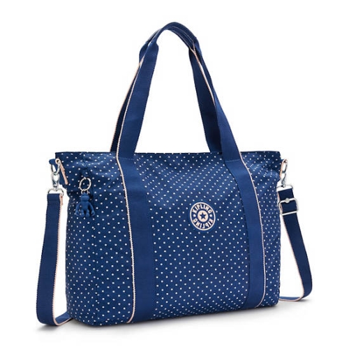 Kipling Asseni Printed Tote Bags Blue | US36WVLNA