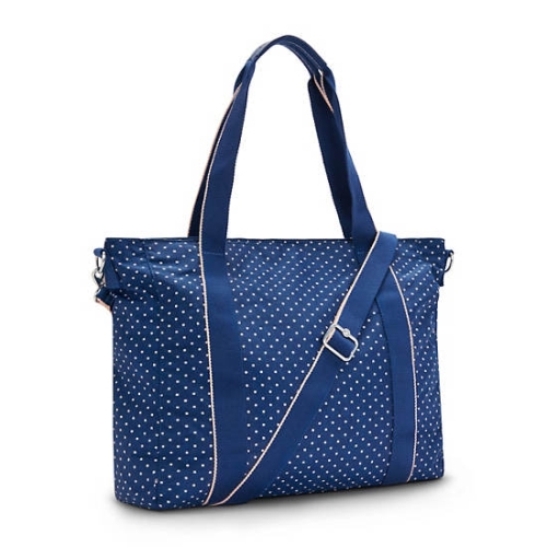 Kipling Asseni Printed Tote Bags Blue | US36WVLNA