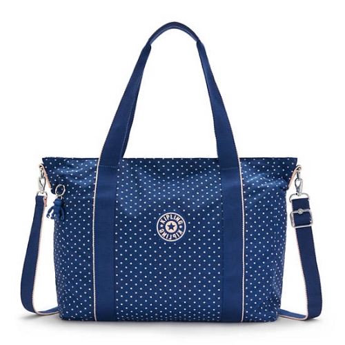 Kipling Asseni Printed Tote Bags Blue | US36WVLNA