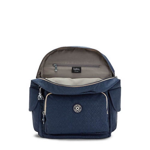 Kipling City Pack Medium Printed Backpacks Blue | US28THFKB
