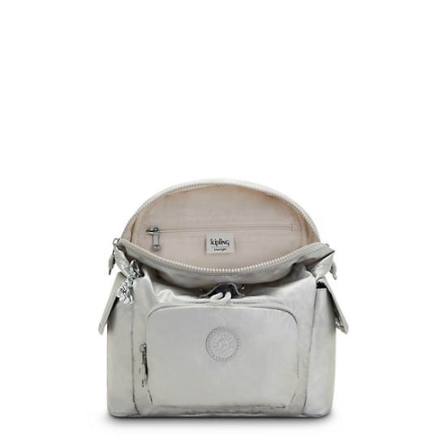 Kipling City Pack Mini Classic Metallic Backpacks Silver | US75PHDLJ