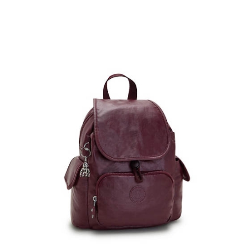 Kipling City Pack Mini Classic Metallic Backpacks Burgundy | US83XBKGR