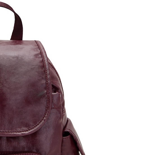 Kipling City Pack Mini Classic Metallic Backpacks Burgundy | US83XBKGR