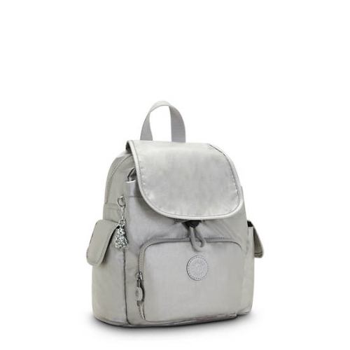 Kipling City Pack Mini Metallic Backpacks Silver | US25IQPDV