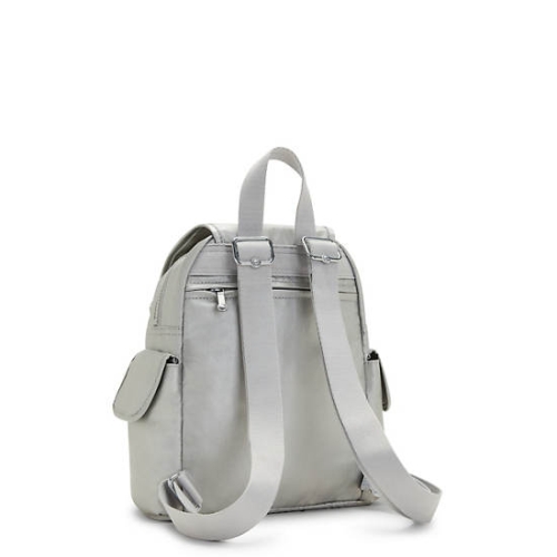 Kipling City Pack Mini Metallic Backpacks Silver | US25IQPDV