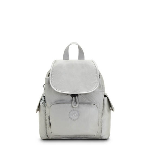 Kipling City Pack Mini Metallic Backpacks Silver | US25IQPDV