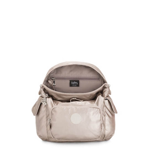 Kipling City Pack Mini Metallic Backpacks Beige | US81QAYTH