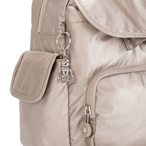 Kipling City Pack Mini Metallic Backpacks Beige | US81QAYTH