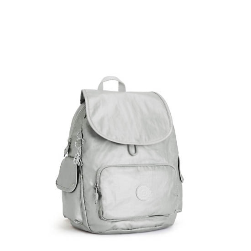 Kipling City Pack Small Metallic Backpacks Silver | US70BJCHM