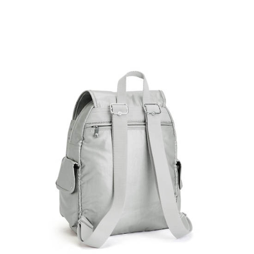 Kipling City Pack Small Metallic Backpacks Silver | US70BJCHM