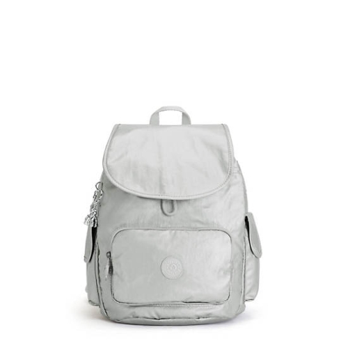 Kipling City Pack Small Metallic Backpacks Silver | US70BJCHM