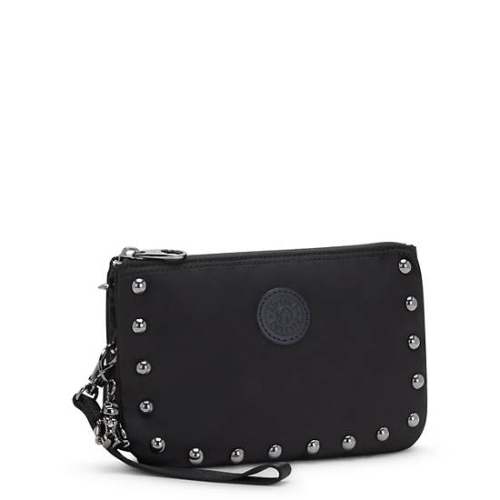 Kipling Creativity Extra Large Metallic Wristlet Pouches Black | US08SBLYJ