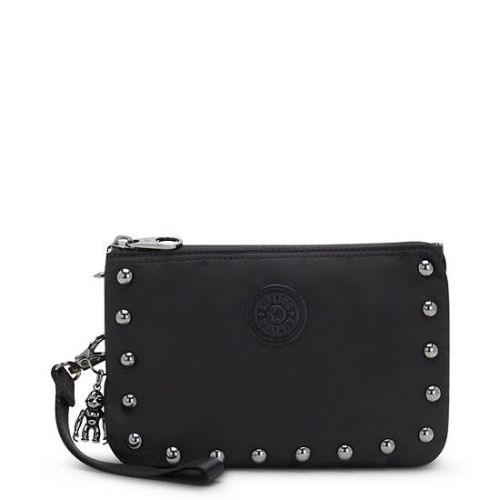 Kipling Creativity Extra Large Metallic Wristlet Pouches Black | US08SBLYJ