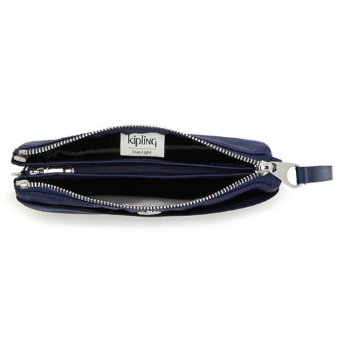 Kipling Creativity Extra Large Metallic Wristlet Pouches Navy | US24DRYAN