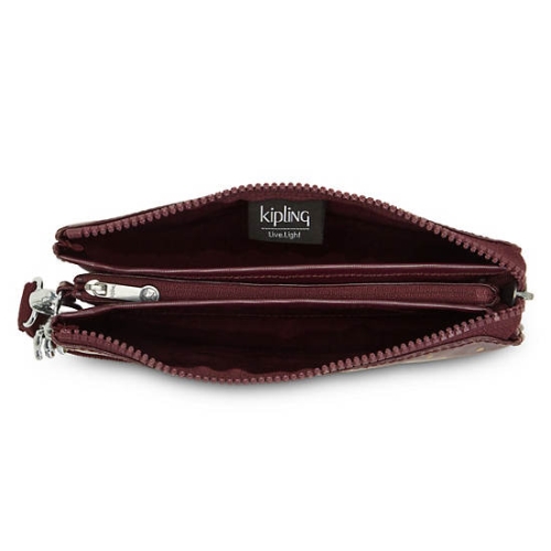 Kipling Creativity Extra Large Metallic Wristlet Pouches Burgundy | US69CVEAH