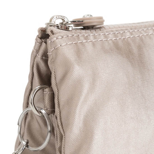 Kipling Creativity Large Metallic Pouches Beige | US78JNWDO