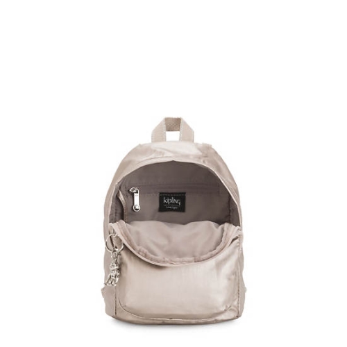 Kipling Delia Compact Metallic Convertible Backpacks Beige | US51NFLVS