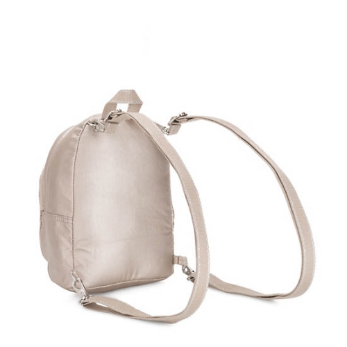 Kipling Delia Compact Metallic Convertible Backpacks Beige | US51NFLVS