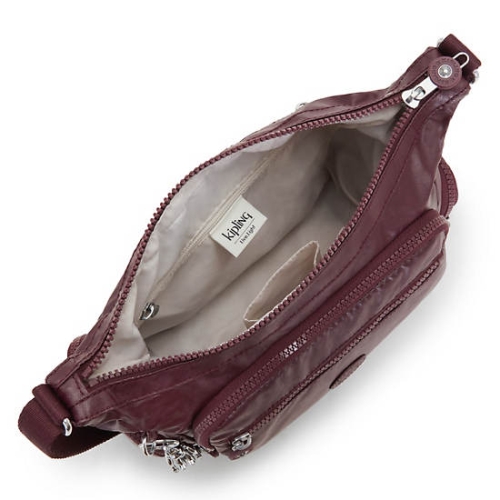 Kipling Gabbie Small Metallic Crossbody Bags Burgundy | US30LRJIE