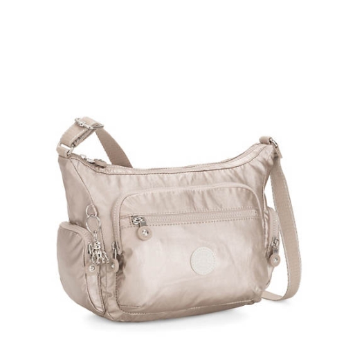 Kipling Gabbie Small Metallic Crossbody Bags Silver | US37GTMJN