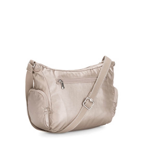 Kipling Gabbie Small Metallic Crossbody Bags Silver | US37GTMJN