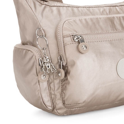 Kipling Gabbie Small Metallic Crossbody Bags Silver | US37GTMJN