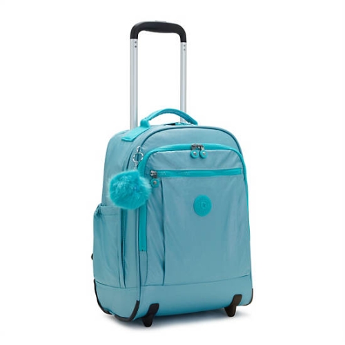 Kipling Gaze Large Metallic Rolling Backpacks Turquoise | US09TVMZF